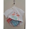 Conjunto baño niña flamenco. con lazos en braguita