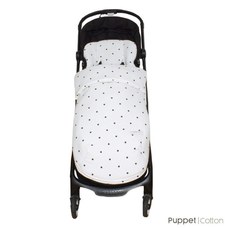 Saco de silla blanco con lunares negro