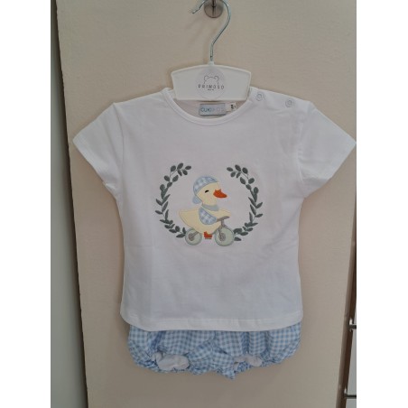 Conjunto niño bbo pato bici pantalon bichi celeste