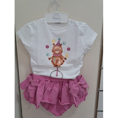 Conjunto niña bba oso circo rosa