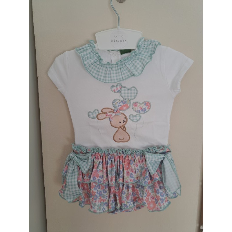 Conjunto floral conejo niña