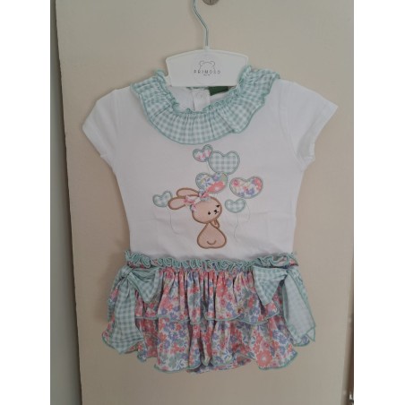 Conjunto floral conejo niña