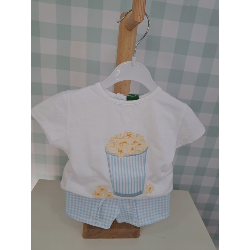 Conjunto baño niño palomitas celeste