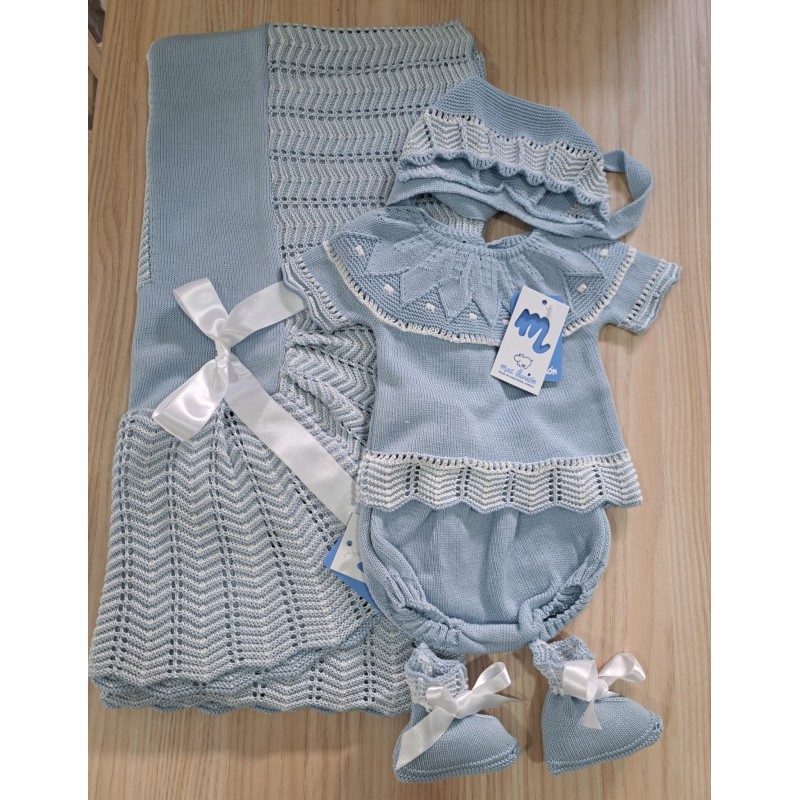 Toca combinada hilo azul celeste con lazo