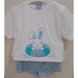 Camiseta bebe y boxer licra fam. jazmin turquesa