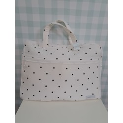 Maleta maxi blanca lunares negros