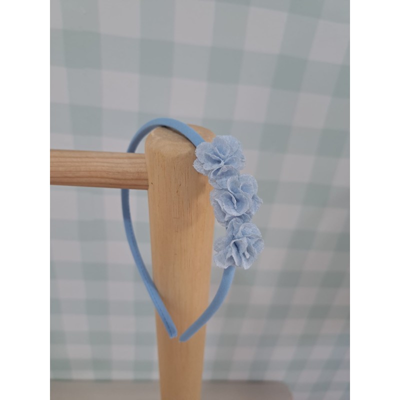 Diadema tejido mate con 3 flores mini