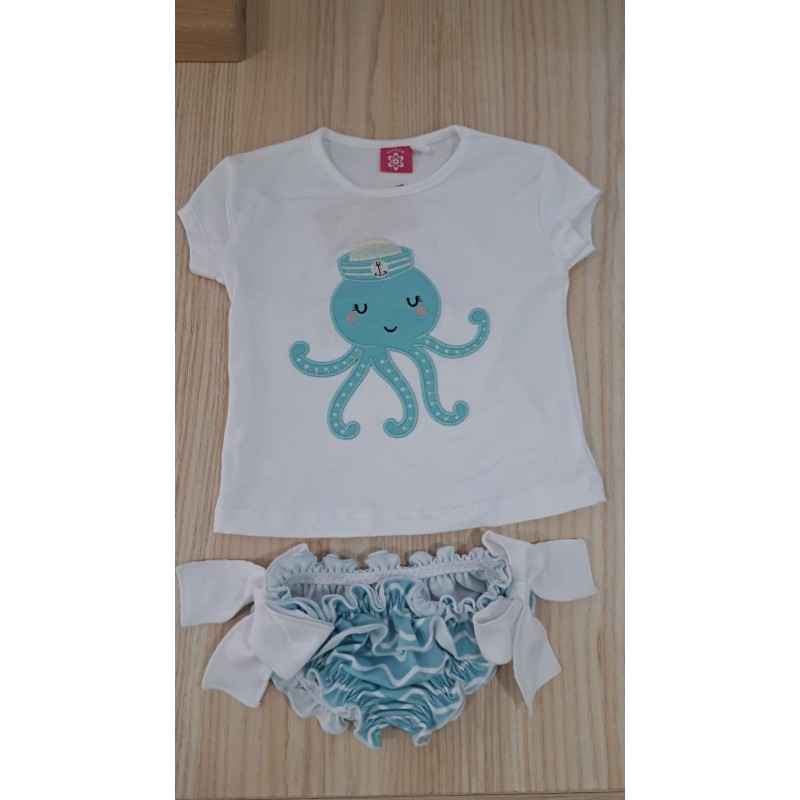 Conjunto baño niña pulpo marinero