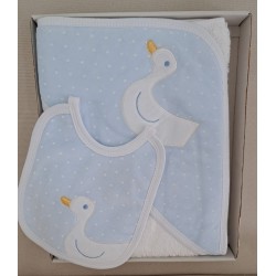 Conjunto capa de baño + babero patito de la marca sardon
