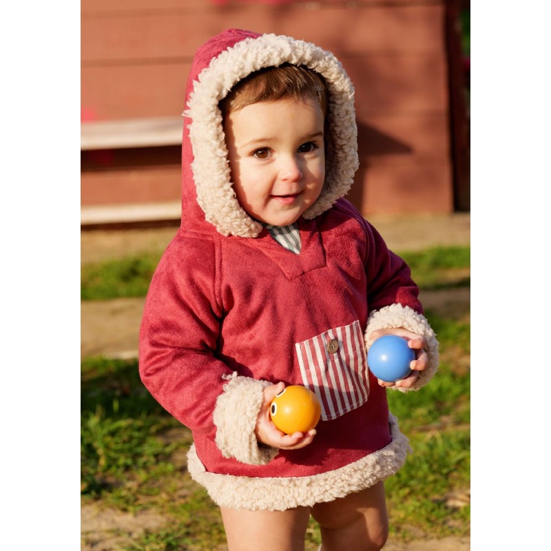 Sudadera burdeos bolsillo rayas de la marca española José Varón