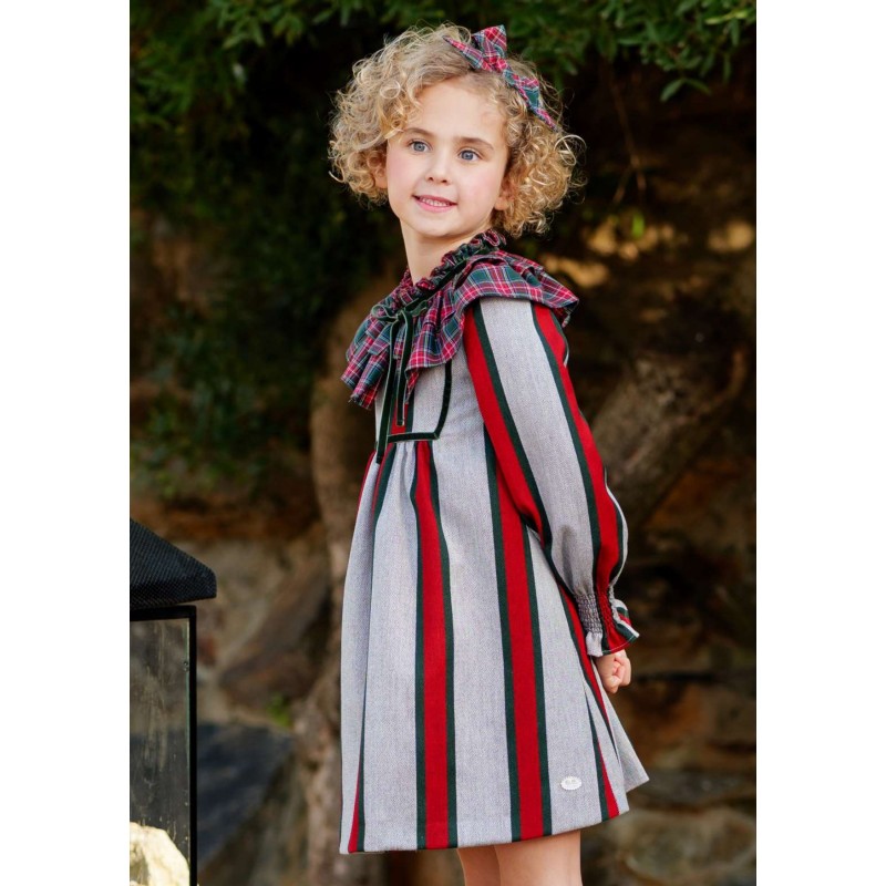 Vestido cuadros-rayas niña de la marca española José Varón