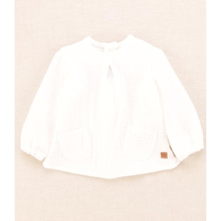 Blusa lisa bebe crudo bolsillos