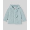 Chaquetón punto capucha y pompones