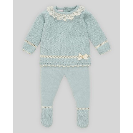Conjunto jubón mas polaina niña verde tiza