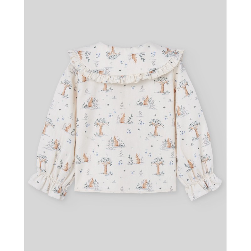 Blusa niña espampado "pompom" de la marca española Paz Rodriguez